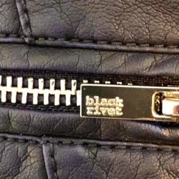 NWT WILSON'S LEATHER x BLACK RIVET Vegan Leather Moto Jacket Navy S MSRP $180 - Picture 5 of 9